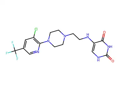 5-[(2-{4-[3-chloro-5-(trifluoromethyl)-2-pyridinyl]piperazino}ethyl)amino]-2,4(1H,3H)-pyrimidinedione structure