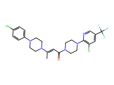 3-[4-(4-chlorophenyl)piperazin-1-yl]-1-[4-[3-chloro-5-(trifluoromethyl)pyridin-2-yl]piperazin-1-yl]but-2-en-1-one structure