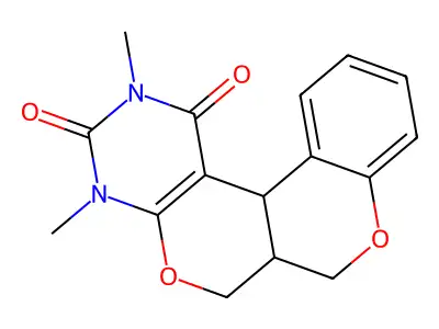2,4-dimethyl-4,6a,7,12b-tetrahydro-1H,6H-chromeno[4',3':4,5]pyrano[2,3-d]pyrimidine-1,3(2H)-dione structure