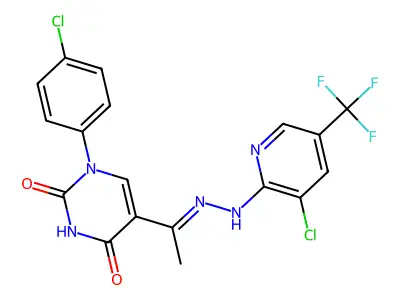 1-(4-chlorophenyl)-5-[N-[[3-chloro-5-(trifluoromethyl)pyridin-2-yl]amino]-C-methylcarbonimidoyl]pyrimidine-2,4-dione structure