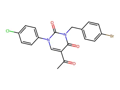 5-Acetyl-3-[(4-bromophenyl)methyl]-1-(4-chlorophenyl)pyrimidine-2,4-dione structure