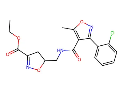ethyl 5-[({[3-(2-chlorophenyl)-5-methyl-4-isoxazolyl]carbonyl}amino)methyl]-4,5-dihydro-3-isoxazolecarboxylate structure