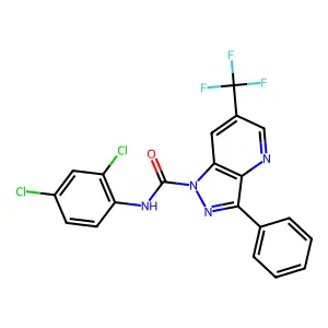 N-(2,4-dichlorophenyl)-3-phenyl-6-(trifluoromethyl)-1H-pyrazolo[4,3-b]pyridine-1-carboxamide structure