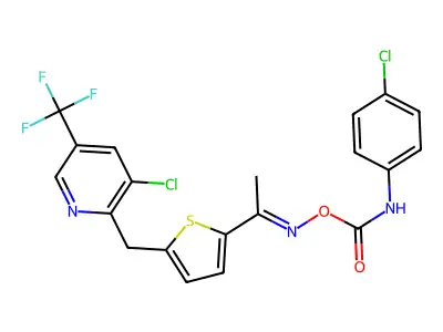 [1-[5-[[3-chloro-5-(trifluoromethyl)pyridin-2-yl]methyl]thiophen-2-yl]ethylideneamino] N-(4-chlorophenyl)carbamate structure
