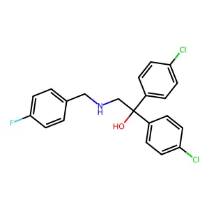 1,1-Bis(4-chlorophenyl)-2-[(4-fluorobenzyl)amino]-1-ethanol structure
