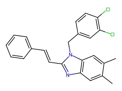 1-[(3,4-Dichlorophenyl)methyl]-5,6-dimethyl-2-(2-phenylethenyl)benzimidazole structure