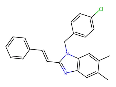 1-[(4-Chlorophenyl)methyl]-5,6-dimethyl-2-(2-phenylethenyl)benzimidazole structure