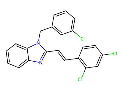 1-[(3-Chlorophenyl)methyl]-2-[2-(2,4-dichlorophenyl)ethenyl]benzimidazole structure