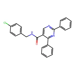 N-[(4-chlorophenyl)methyl]-2,4-diphenylpyrimidine-5-carboxamide structure
