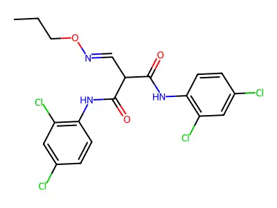 N,N'-bis(2,4-dichlorophenyl)-2-(propoxyiminomethyl)propanediamide structure