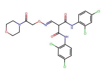N,N'-bis(2,4-dichlorophenyl)-2-[(2-morpholin-4-yl-2-oxo-ethoxy)iminomethyl]propanediamide structure