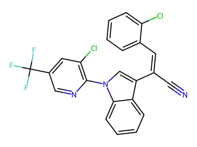 3-(2-chlorophenyl)-2-[1-[3-chloro-5-(trifluoromethyl)pyridin-2-yl]indol-3-yl]prop-2-enenitrile structure
