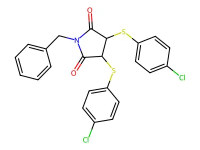 1-Benzyl-3,4-bis[(4-chlorophenyl)sulfanyl]pyrrolidine-2,5-dione structure