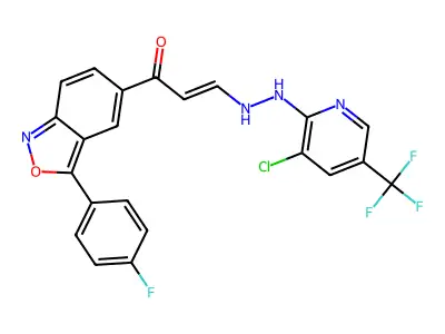 3-[2-[3-chloro-5-(trifluoromethyl)pyridin-2-yl]hydrazinyl]-1-[3-(4-fluorophenyl)-2,1-benzoxazol-5-yl]prop-2-en-1-one structure