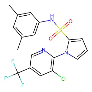 1-[3-chloro-5-(trifluoromethyl)-2-pyridinyl]-N-(3,5-dimethylphenyl)-1H-pyrrole-2-sulfonamide structure