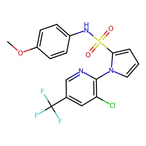 1-[3-chloro-5-(trifluoromethyl)-2-pyridinyl]-N-(4-methoxyphenyl)-1H-pyrrole-2-sulfonamide structure