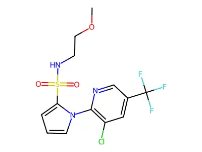 1-[3-chloro-5-(trifluoromethyl)-2-pyridinyl]-N-(2-methoxyethyl)-1H-pyrrole-2-sulfonamide structure