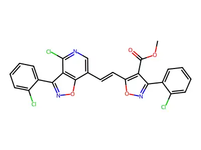 methyl 5-[2-[4-chloro-3-(2-chlorophenyl)-[1,2]oxazolo[4,5-c]pyridin-7-yl]ethenyl]-3-(2-chlorophenyl)-1,2-oxazole-4-carboxylate structure