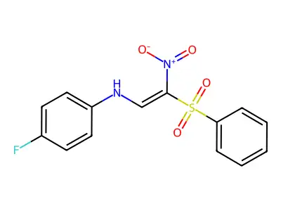 4-fluoro-N-[2-nitro-2-(phenylsulfonyl)vinyl]aniline structure
