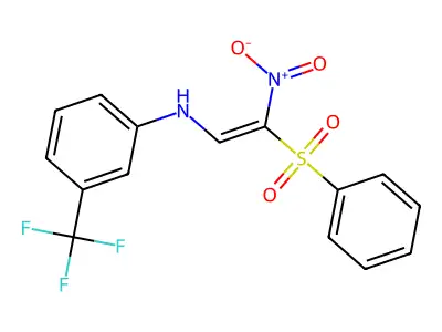 N-[2-nitro-2-(phenylsulfonyl)vinyl]-3-(trifluoromethyl)aniline structure