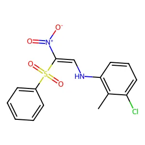 N-[(E)-2-(benzenesulfonyl)-2-nitroethenyl]-3-chloro-2-methylaniline structure