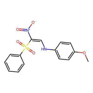 N-[(E)-2-(benzenesulfonyl)-2-nitroethenyl]-4-methoxyaniline structure