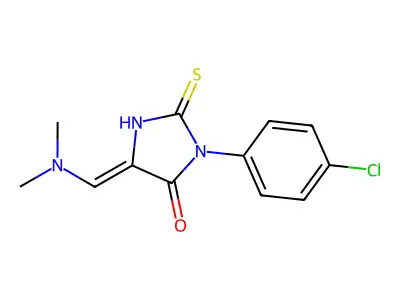 3-(4-CHLOROPHENYL)-5-[(DIMETHYLAMINO)METHYLIDENE]-2-SULFANYLIDENEIMIDAZOLIDIN-4-ONE structure