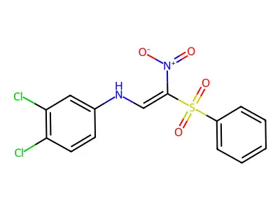 N-(3,4-dichlorophenyl)-N-[2-nitro-2-(phenylsulfonyl)vinyl]amine structure