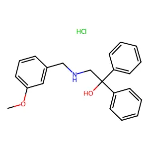 2-hydroxy-N-(3-methoxybenzyl)-2,2-diphenyl-1-ethanaminium chloride structure