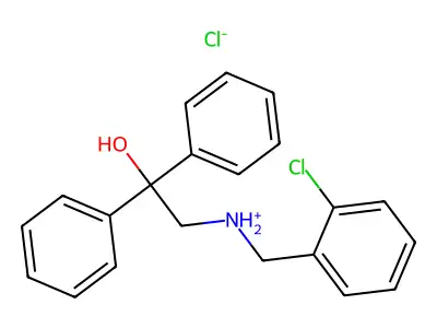 N-(2-chlorobenzyl)-2-hydroxy-2,2-diphenyl-1-ethanaminium chloride structure