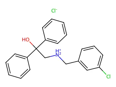 N-(3-chlorobenzyl)-2-hydroxy-2,2-diphenyl-1-ethanaminium chloride structure