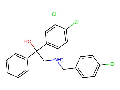 N-(4-chlorobenzyl)-2-(4-chlorophenyl)-2-hydroxy-2-phenyl-1-ethanaminium chloride structure