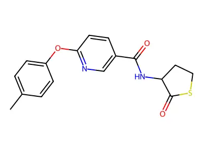 6-(4-methylphenoxy)-N-(2-oxothiolan-3-yl)pyridine-3-carboxamide structure
