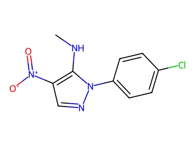 1-(4-chlorophenyl)-N-methyl-4-nitro-1H-pyrazol-5-amine structure