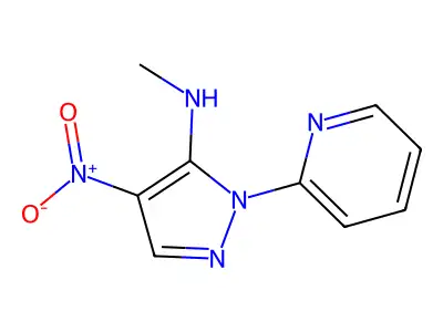 N-methyl-4-nitro-1-(2-pyridinyl)-1H-pyrazol-5-amine structure
