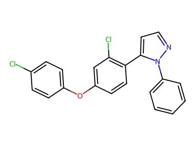 5-[2-chloro-4-(4-chlorophenoxy)phenyl]-1-phenyl-1H-pyrazole structure