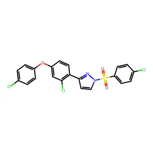 3-[2-chloro-4-(4-chlorophenoxy)phenyl]-1-[(4-chlorophenyl)sulfonyl]-1H-pyrazole structure