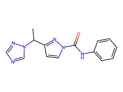 N-phenyl-3-[1-(1H-1,2,4-triazol-1-yl)ethyl]-1H-pyrazole-1-carboxamide structure