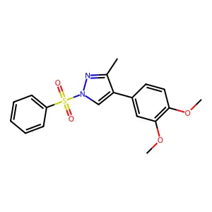 4-(3,4-dimethoxyphenyl)-3-methyl-1-(phenylsulfonyl)-1H-pyrazole structure