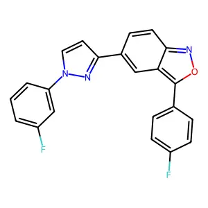 3-(4-fluorophenyl)-5-[1-(3-fluorophenyl)-1H-pyrazol-3-yl]-2,1-benzisoxazole structure