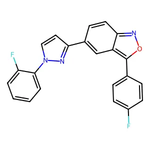 3-(4-fluorophenyl)-5-[1-(2-fluorophenyl)-1H-pyrazol-3-yl]-2,1-benzisoxazole structure