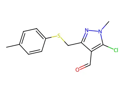 5-Chloro-1-methyl-3-((p-tolylthio)methyl)-1H-pyrazole-4-carbaldehyde structure