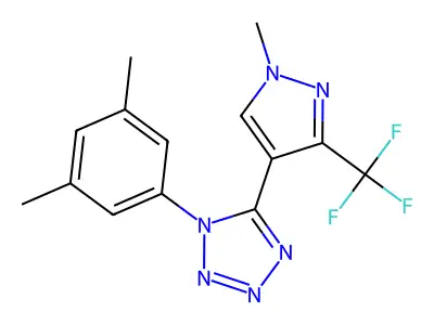 1-(3,5-dimethylphenyl)-5-[1-methyl-3-(trifluoromethyl)-1H-pyrazol-4-yl]-1H-1,2,3,4-tetraazole structure