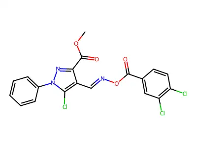 methyl 5-chloro-4-[(3,4-dichlorobenzoyl)oxyiminomethyl]-1-phenylpyrazole-3-carboxylate structure