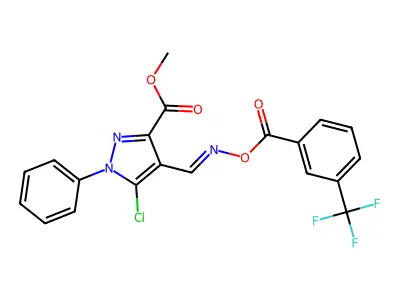 Methyl 5-chloro-1-phenyl-4-[[3-(trifluoromethyl)benzoyl]oxyiminomethyl]pyrazole-3-carboxylate structure
