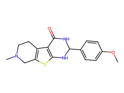 2-(4-methoxyphenyl)-7-methyl-2,3,5,6,7,8-hexahydropyrido[4',3':4,5]thieno[2,3-d]pyrimidin-4(1H)-one structure