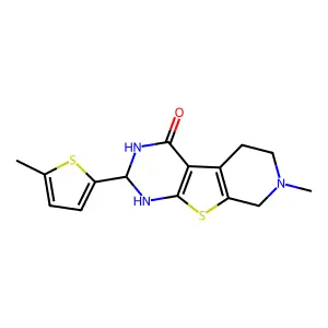 7-methyl-2-(5-methylthiophen-2-yl)-1,2,3,5,6,8-hexahydropyrido[2,3]thieno[2,4-d]pyrimidin-4-one structure