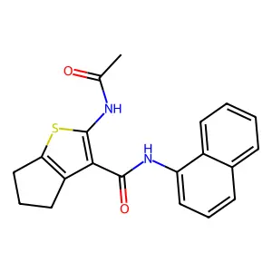 2-acetamido-N-naphthalen-1-yl-5,6-dihydro-4H-cyclopenta[b]thiophene-3-carboxamide structure