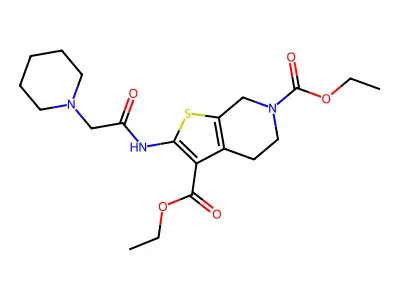diethyl 2-[(piperidin-1-ylacetyl)amino]-4,7-dihydrothieno[2,3-c]pyridine-3,6(5H)-dicarboxylate structure