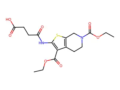 4-{[3,6-bis(ethoxycarbonyl)-4,5,6,7-tetrahydrothieno[2,3-c]pyridin-2-yl]amino}-4-oxobutanoic acid structure